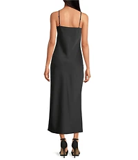 Gianni Bini Haven Satin V-Neck Sleeveless Maxi Slip Dress