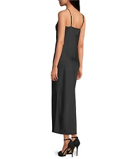 Gianni Bini Haven Satin V-Neck Sleeveless Maxi Slip Dress