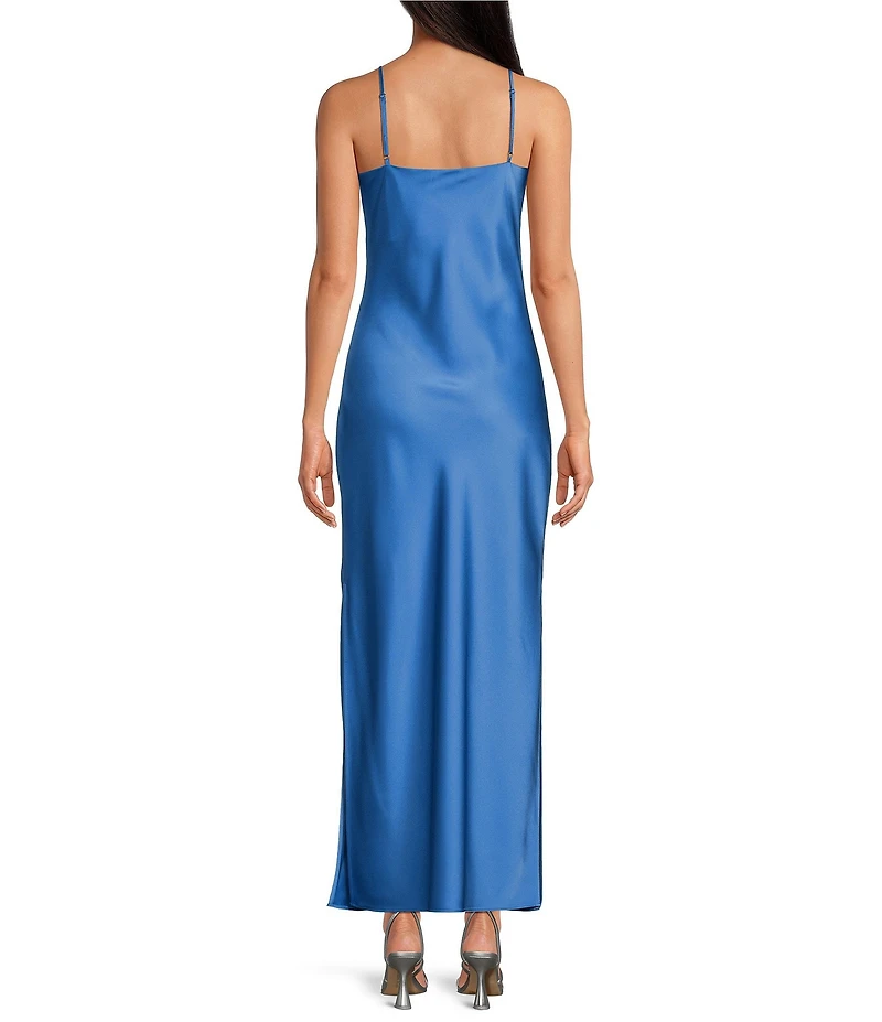Gianni Bini Haven Satin V-Neck Sleeveless Midi Slip Dress