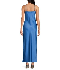 Gianni Bini Haven Satin V-Neck Sleeveless Midi Slip Dress