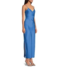 Gianni Bini Haven Satin V-Neck Sleeveless Midi Slip Dress