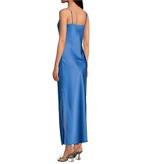 Gianni Bini Haven Satin V-Neck Sleeveless Midi Slip Dress