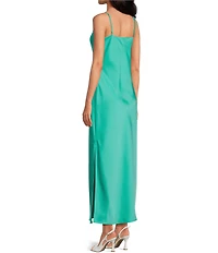 Gianni Bini Haven V-Neck Sleeveless Satin Slip Maxi Dress
