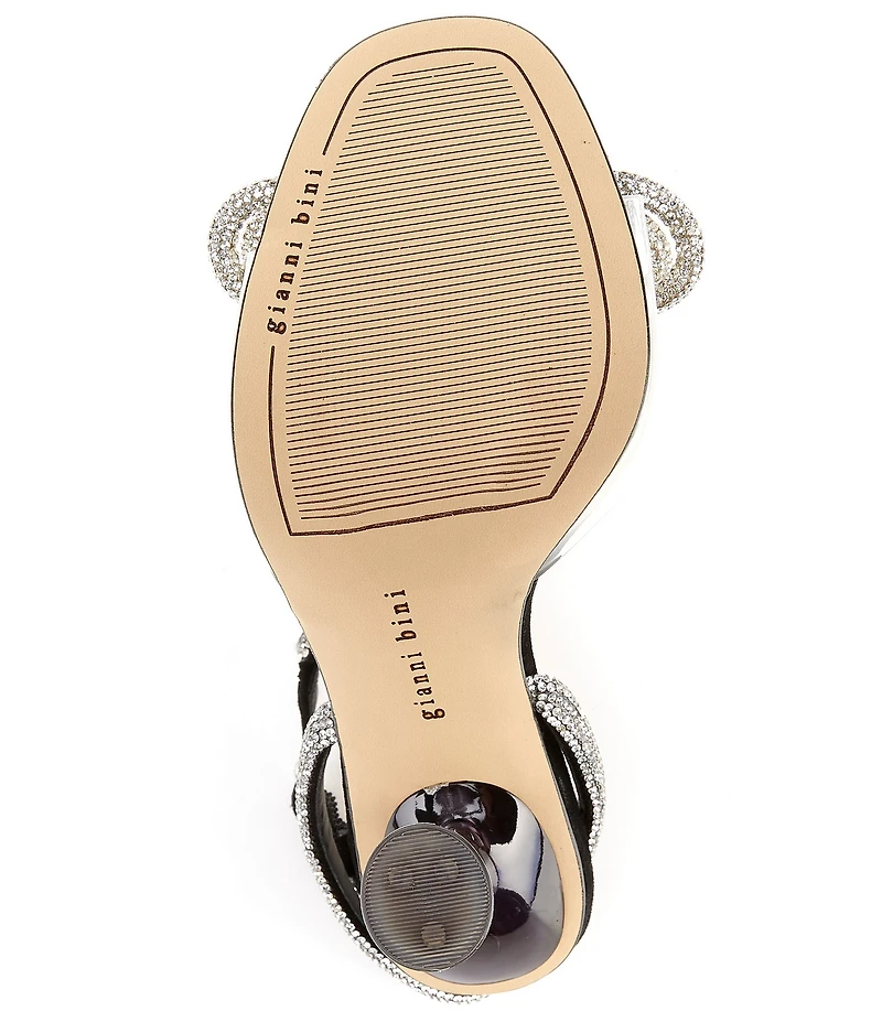 Gianni Bini Haydn Suede Rhinestone Bow Ankle Strap Clear Dress Heels