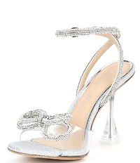 Gianni Bini Haydn Glitter Rhinestone Bow Ankle Strap Clear Dress Heels