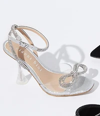 Gianni Bini Haydn Glitter Rhinestone Bow Ankle Strap Clear Dress Heels