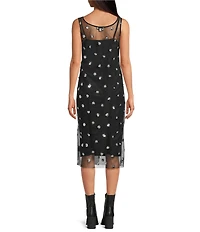 Gianni Bini Heidi Embellished Sheer Mesh Sleeveless Midi Dress