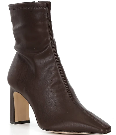 Gianni Bini Irvin Stretch Faux Leather Block Heel Booties
