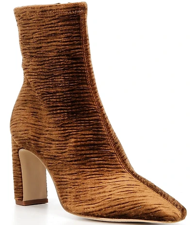 Gianni Bini Irvin Stretch Ruched Velvet Block Heel Booties