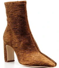 Gianni Bini Irvin Stretch Ruched Velvet Block Heel Booties