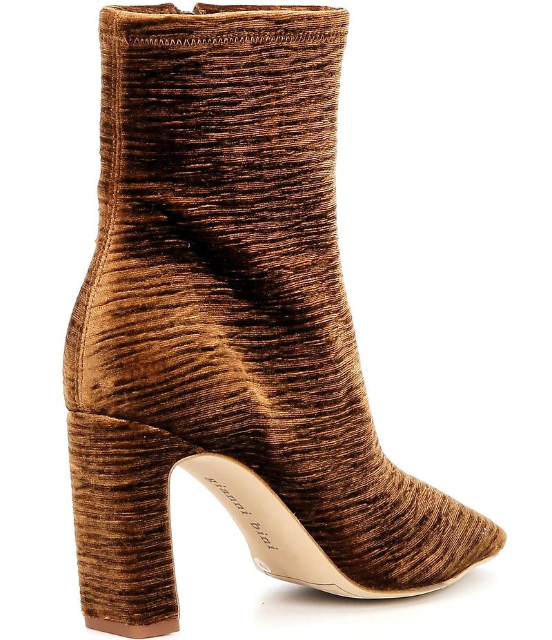 Gianni Bini Irvin Stretch Ruched Velvet Block Heel Booties
