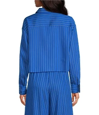 Gianni Bini Ivy Striped Collared Long Sleeve Coordinating Button Front Top