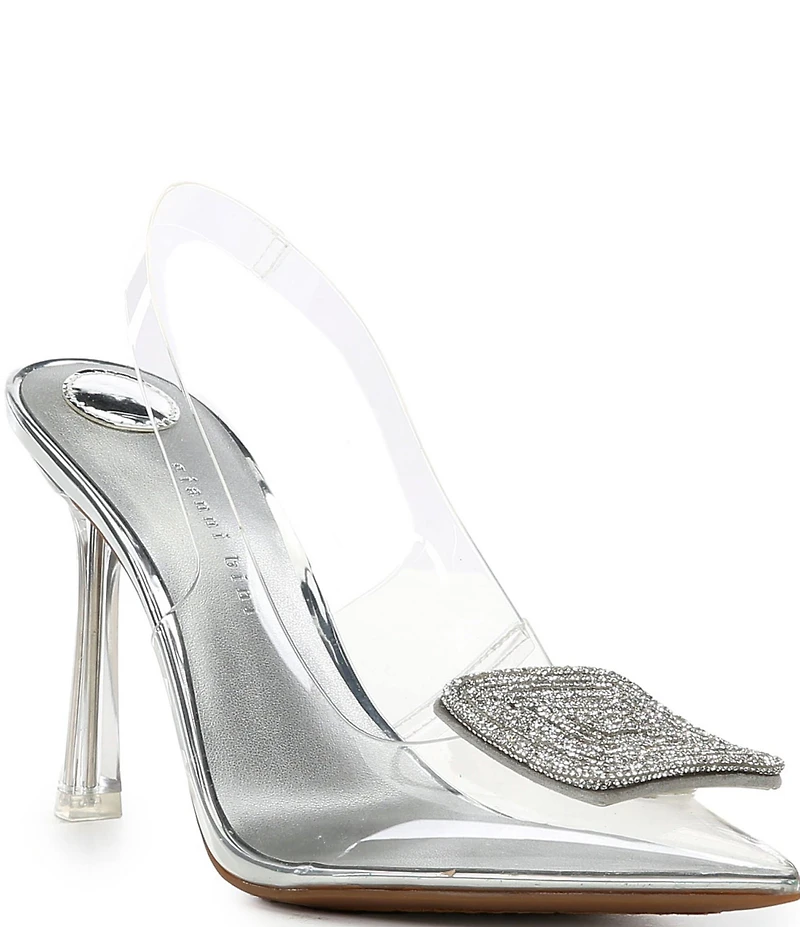 Gianni Bini Jaspar Clear Mismatched Rhinestone Ornament Slingback Pumps