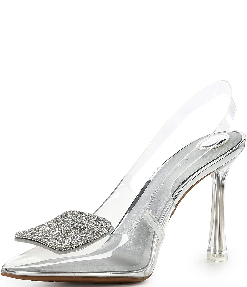 Gianni Bini Jaspar Clear Mismatched Rhinestone Ornament Slingback Pumps