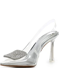 Gianni Bini Jaspar Clear Mismatched Rhinestone Ornament Slingback Pumps