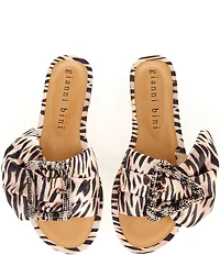 Gianni Bini Jaxson Three Animal Print Mismatched Rhinestone Buckle Slide Sandals