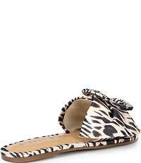 Gianni Bini Jaxson Three Animal Print Mismatched Rhinestone Buckle Slide Sandals