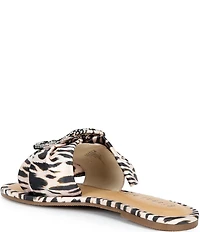 Gianni Bini Jaxson Three Animal Print Mismatched Rhinestone Buckle Slide Sandals