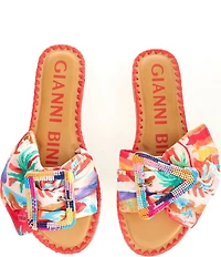 Gianni Bini Jaxson Two Print Mismatched Buckle Ornament Slide Sandals