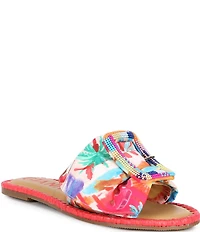 Gianni Bini Jaxson Two Print Mismatched Buckle Ornament Slide Sandals