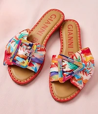 Gianni Bini Jaxson Two Print Mismatched Buckle Ornament Slide Sandals