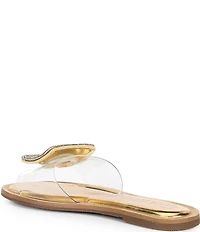 Gianni Bini Jaxx Clear Mismatched Rhinestone Ornament Flat Slide Sandals