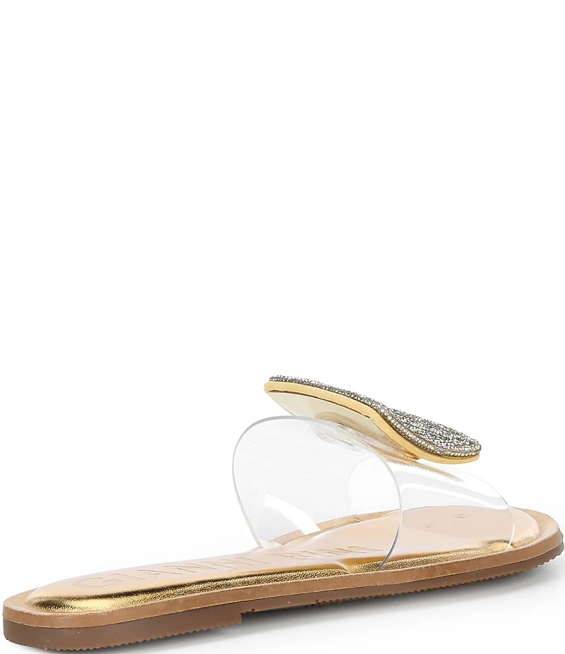 Gianni Bini Jaxx Clear Mismatched Rhinestone Ornament Flat Slide Sandals