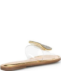 Gianni Bini Jaxx Clear Mismatched Rhinestone Ornament Flat Slide Sandals