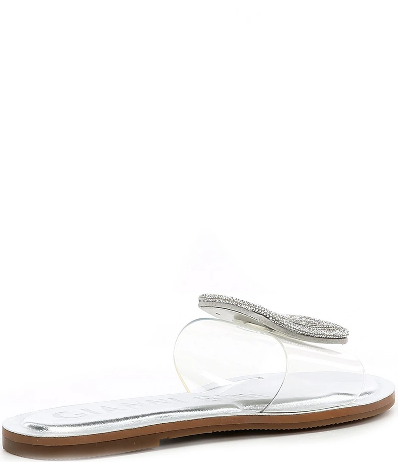 Gianni Bini Jaxx Clear Mismatched Rhinestone Ornament Flat Slide Sandals