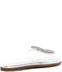 Gianni Bini Jaxx Clear Mismatched Rhinestone Ornament Flat Slide Sandals