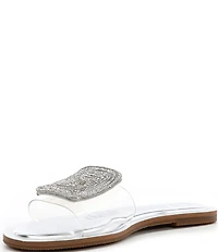 Gianni Bini Jaxx Clear Mismatched Rhinestone Ornament Flat Slide Sandals