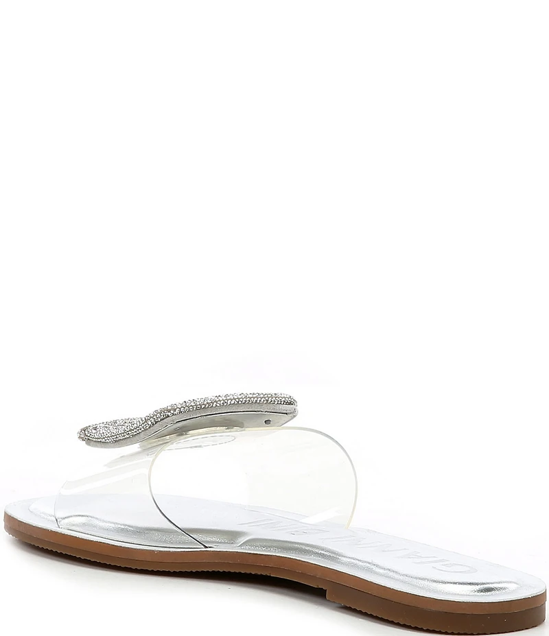 Gianni Bini Jaxx Clear Mismatched Rhinestone Ornament Flat Slide Sandals