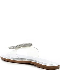 Gianni Bini Jaxx Clear Mismatched Rhinestone Ornament Flat Slide Sandals