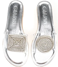 Gianni Bini Jaxx Clear Mismatched Rhinestone Ornament Flat Slide Sandals