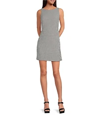 Gianni Bini Jayden Gingham Print Boatneck Sleeveless Coordinating Mini Dress