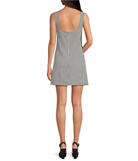 Gianni Bini Jayden Gingham Print Boatneck Sleeveless Coordinating Mini Dress