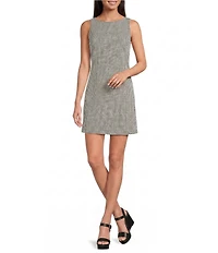 Gianni Bini Jayden Gingham Print Boatneck Sleeveless Mini Dress