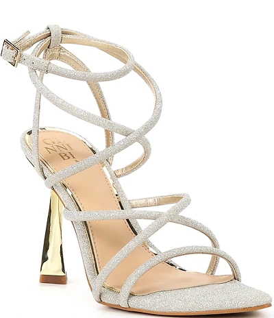Gianni Bini Jazz Glitter Ankle Wrap Strappy Dress Sandals