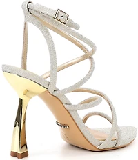 Gianni Bini Jazz Glitter Ankle Wrap Strappy Dress Sandals
