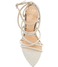Gianni Bini Jazz Glitter Ankle Wrap Strappy Dress Sandals