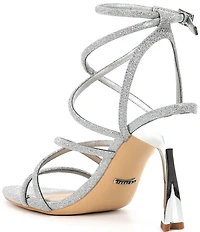 Gianni Bini Jazz Glitter Ankle Wrap Strappy Dress Sandals