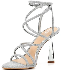 Gianni Bini Jazz Glitter Ankle Wrap Strappy Dress Sandals