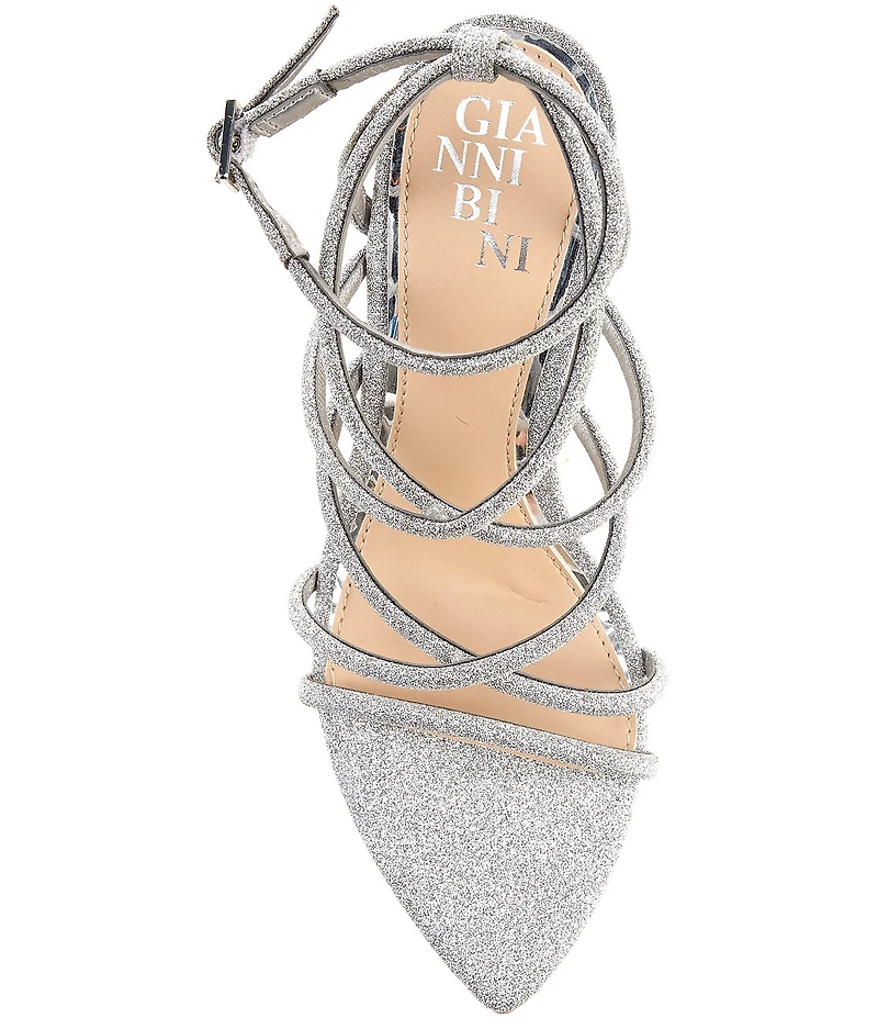 Gianni Bini Jazz Glitter Ankle Wrap Strappy Dress Sandals