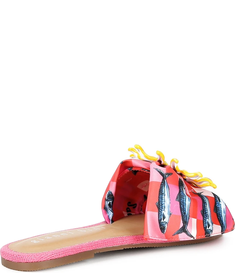 Gianni Bini Jelassi Mismatched Sun and Sardine Ornament Slide Sandals