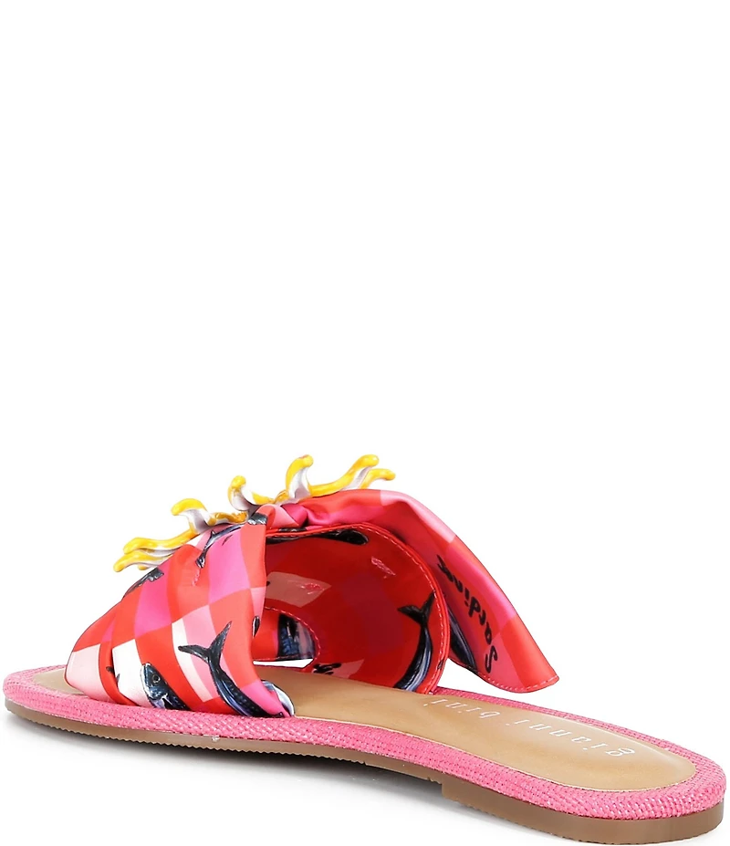 Gianni Bini Jelassi Mismatched Sun and Sardine Ornament Slide Sandals