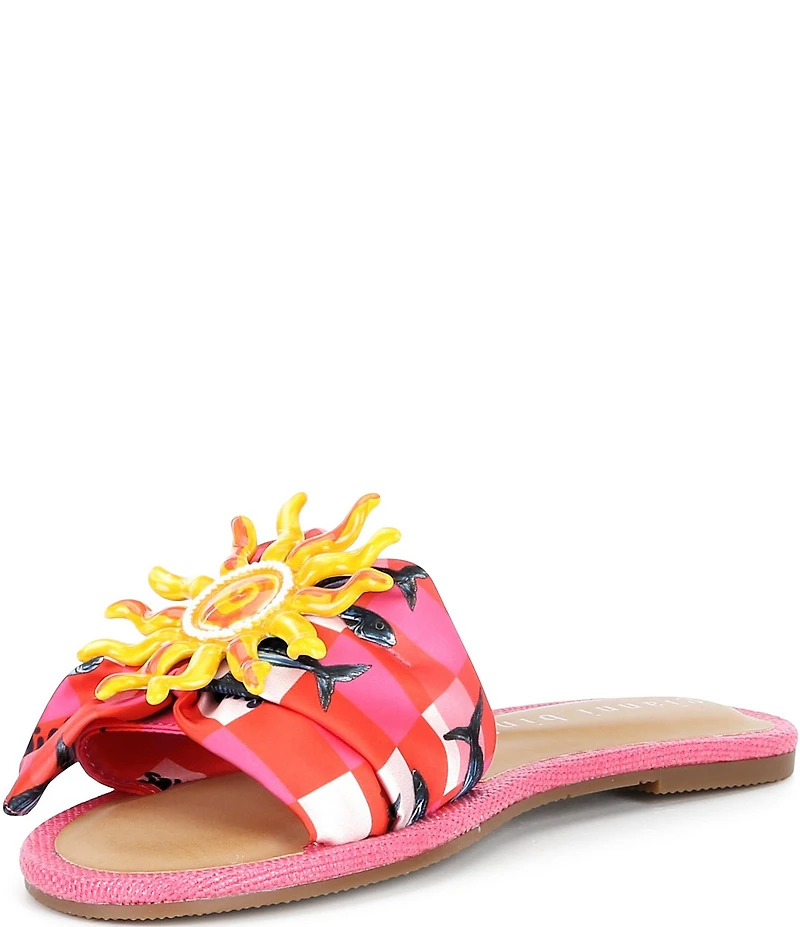 Gianni Bini Jelassi Mismatched Sun and Sardine Ornament Slide Sandals