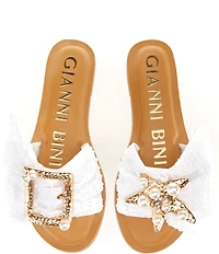 Gianni Bini Jelen Mismatched Pearl Starfish Ornament Slide Sandals
