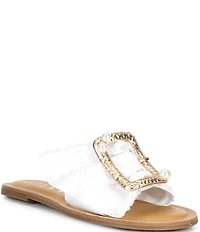 Gianni Bini Jelen Mismatched Pearl Starfish Ornament Slide Sandals