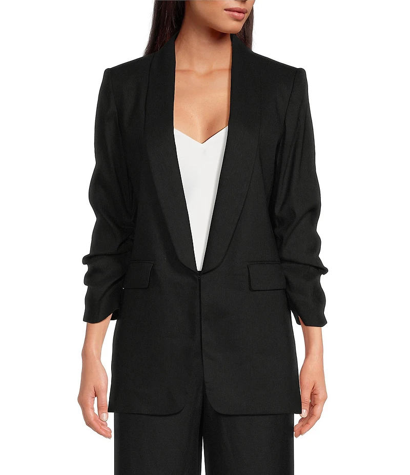 Gianni Bini Jemma Notch Lapel Collar Long Sleeve Linen Blazer