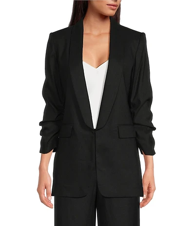 Gianni Bini Jemma Notch Lapel Collar Long Sleeve Linen Blazer
